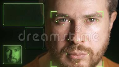 识别人脸的计算机安全系统。 与身份有关的剪辑